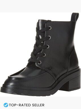 Women's Lace Up Moc Toe Combat Boot with Chunky Heel